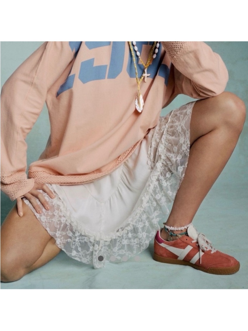 Gola Elan Sneakers Coral Pink Suede Leather Gum Sole Retro Bold Women’s 7.5 - Picture 2 of 11